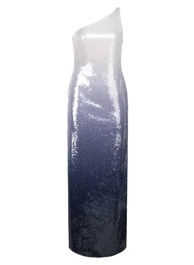 Halston Heritage Tinana Ombre Sequined Gown In Blue Ombre In Purple