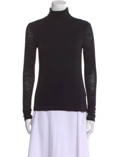 Pre-owned Halston Heritage Turtleneck Long Sleeve Top In Black