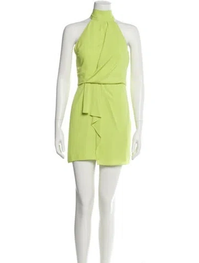 Pre-owned Halston Heritage Turtleneck Mini Dress W/ Tags In Green