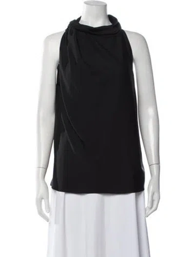 Pre-owned Halston Heritage Vintage Cowl Neck Top In Black