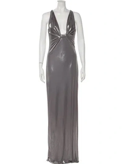 Pre-owned Halston Heritage Vintage Long Dress In Silver