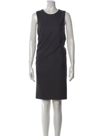 Pre-owned Halston Heritage Virgin Wool Knee-length Dress In Gray