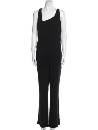 Pre-owned Halston Heritage V-neck Jumpsuit In Black