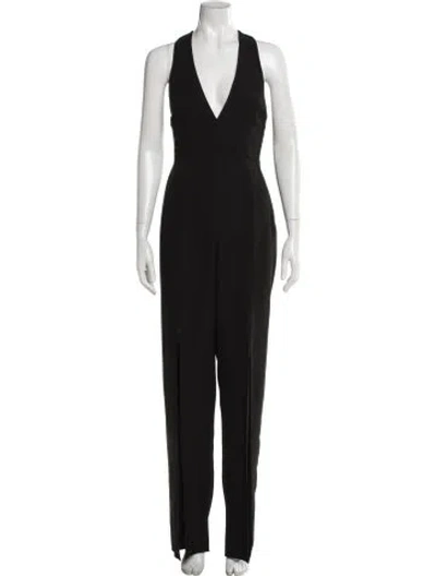 Pre-owned Halston Heritage V-neck Jumpsuit In Black