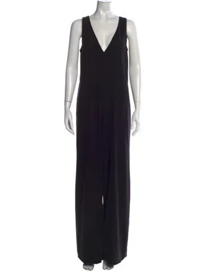 Pre-owned Halston Heritage V-neck Jumpsuit In Black
