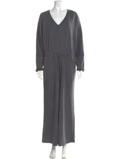 Pre-owned Halston Heritage V-neck Jumpsuit In Gray
