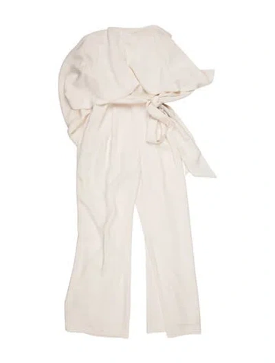 Pre-owned Halston Heritage V-neck Jumpsuit In Neutral