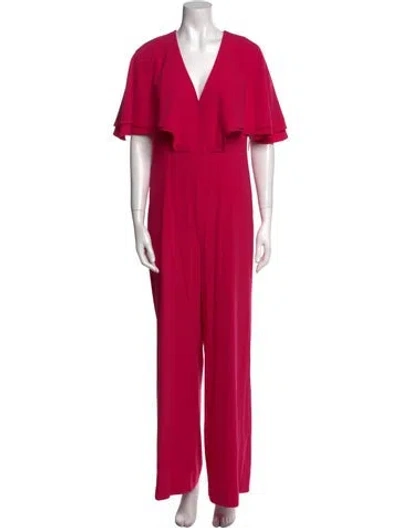 Pre-owned Halston Heritage V-neck Jumpsuit In Pink