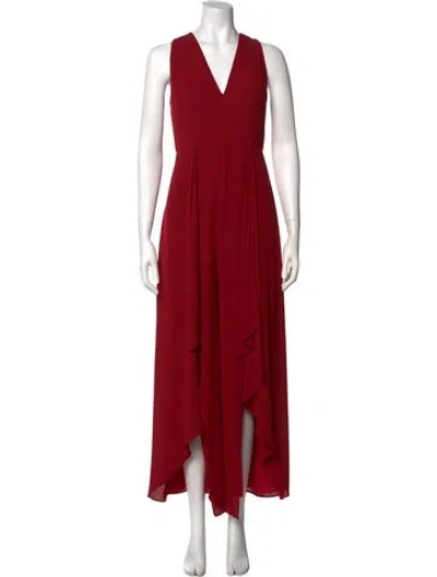 Pre-owned Halston Heritage V-neck Jumpsuit In Red