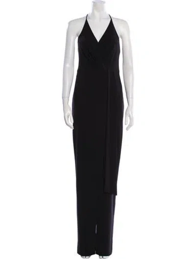 Pre-owned Halston Heritage V-neck Jumpsuit W/ Tags In Black