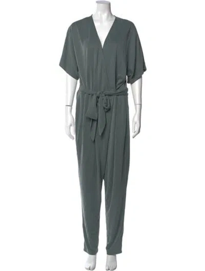 Pre-owned Halston Heritage V-neck Jumpsuit W/ Tags In Green