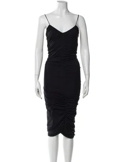 Pre-owned Halston Heritage V-neck Knee-length Dress In Black