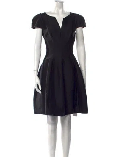 Pre-owned Halston Heritage V-neck Knee-length Dress In Black