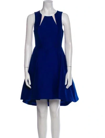 Pre-owned Halston Heritage V-neck Knee-length Dress In Blue