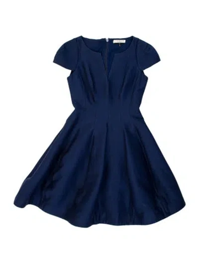 Pre-owned Halston Heritage V-neck Knee-length Dress In Blue