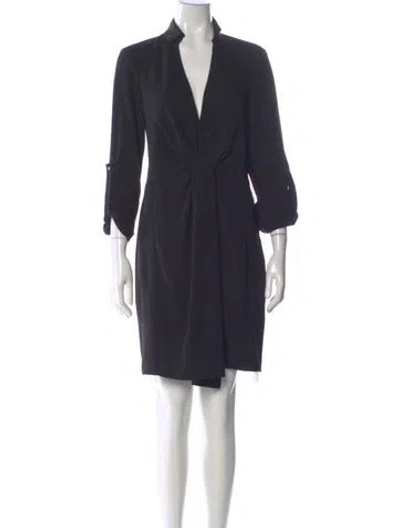 Pre-owned Halston Heritage V-neck Knee-length Dress In Blue