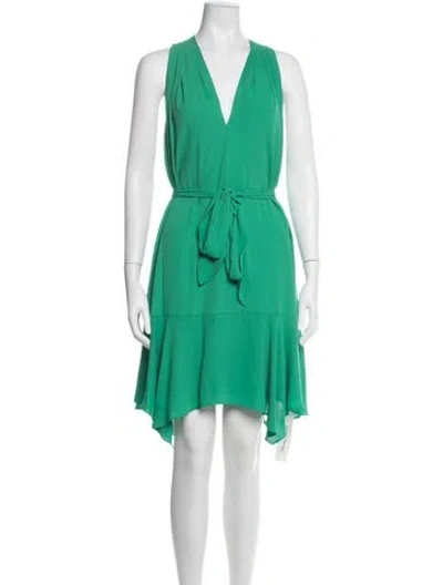 Pre-owned Halston Heritage V-neck Knee-length Dress In Green