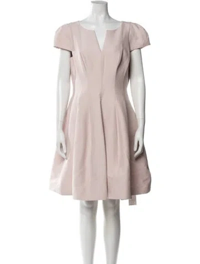 Pre-owned Halston Heritage V-neck Knee-length Dress In Pink