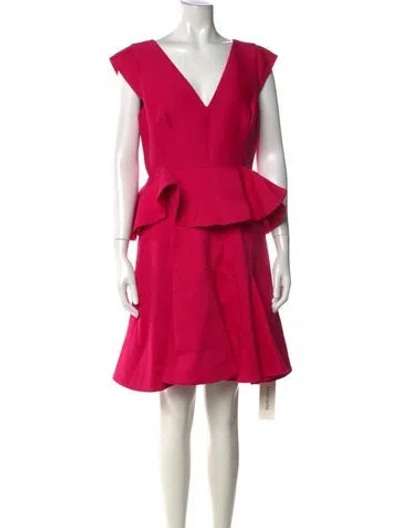 Pre-owned Halston Heritage V-neck Knee-length Dress In Pink