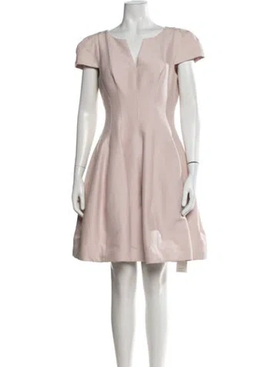 Pre-owned Halston Heritage V-neck Knee-length Dress In Pink