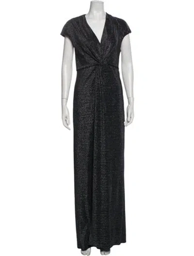 Pre-owned Halston Heritage V-neck Knee-length Dress W/ Tags In Gray