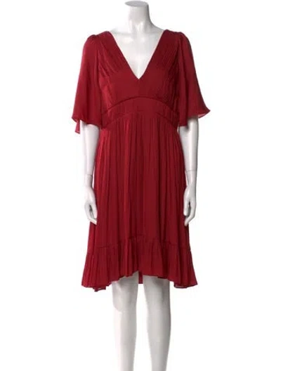 Pre-owned Halston Heritage V-neck Knee-length Dress W/ Tags In Red
