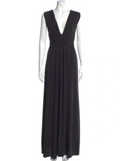 Pre-owned Halston Heritage V-neck Long Dress In Black
