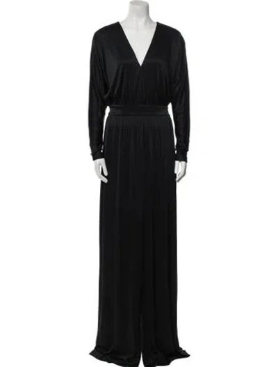 Pre-owned Halston Heritage V-neck Long Dress In Black