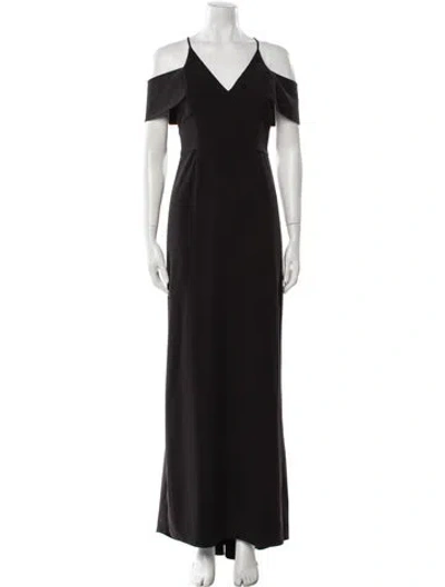 Pre-owned Halston Heritage V-neck Long Dress In Black