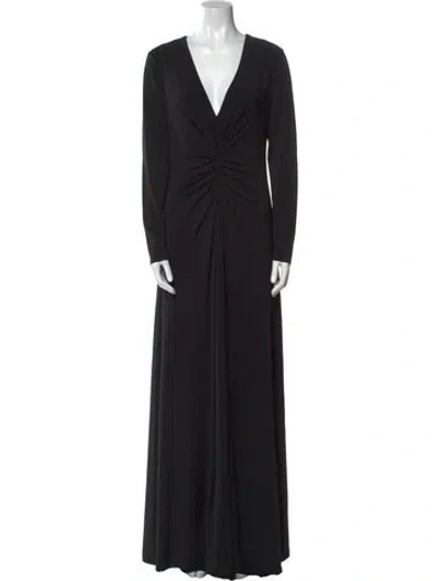 Pre-owned Halston Heritage V-neck Long Dress In Black