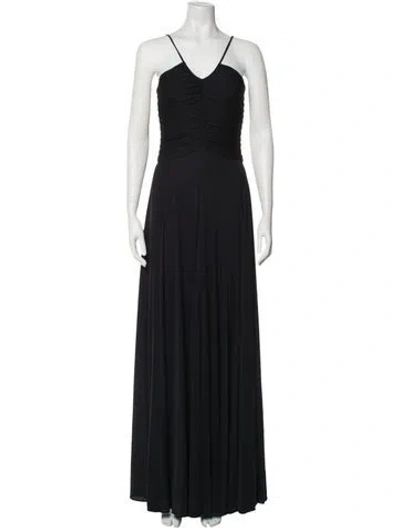 Pre-owned Halston Heritage V-neck Long Dress In Black