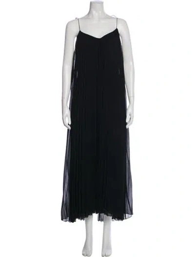 Pre-owned Halston Heritage V-neck Long Dress In Black
