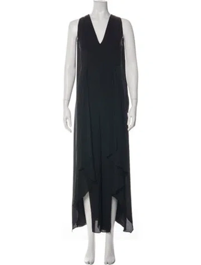Pre-owned Halston Heritage V-neck Long Dress In Black