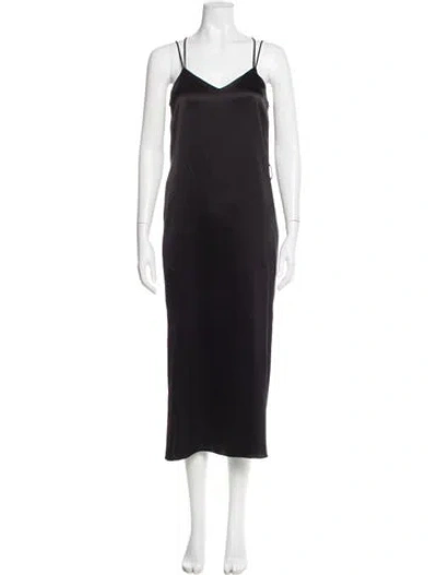 Pre-owned Halston Heritage V-neck Long Dress In Gray