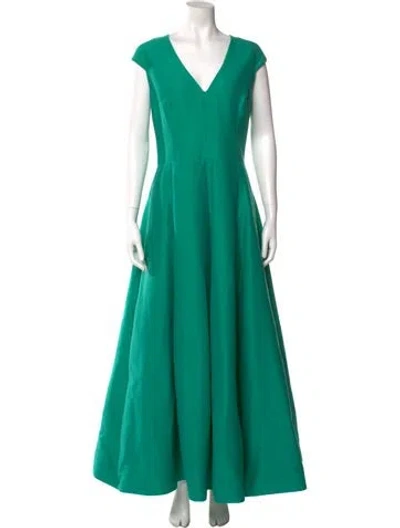 Pre-owned Halston Heritage V-neck Long Dress In Green