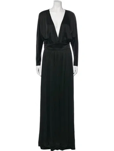 Pre-owned Halston Heritage V-neck Long Dress In Green