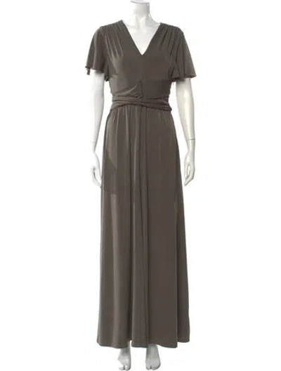 Pre-owned Halston Heritage V-neck Long Dress In Green