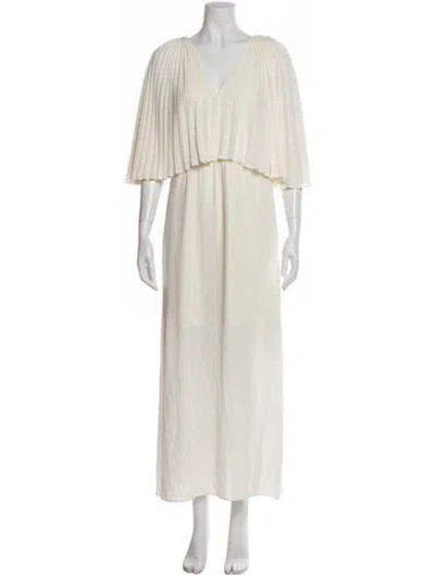 Pre-owned Halston Heritage V-neck Long Dress In Neutral