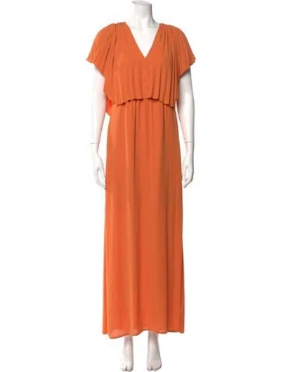 Pre-owned Halston Heritage V-neck Long Dress In Orange