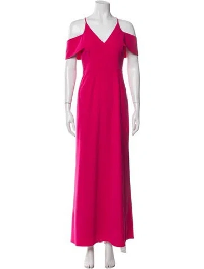 Pre-owned Halston Heritage V-neck Long Dress In Pink