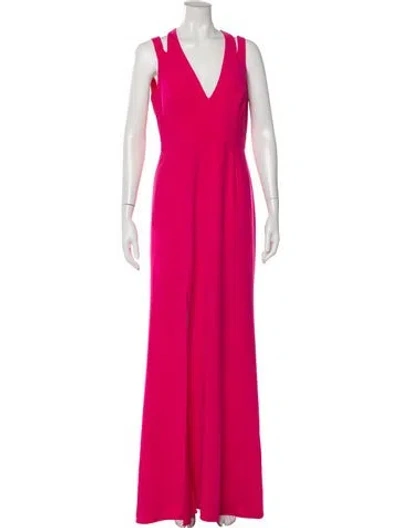 Pre-owned Halston Heritage V-neck Long Dress In Pink