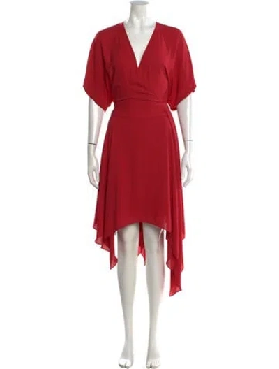 Pre-owned Halston Heritage V-neck Long Dress In Red