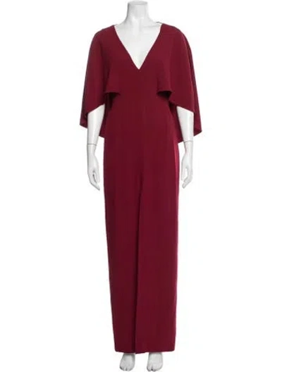Pre-owned Halston Heritage V-neck Long Dress In Red
