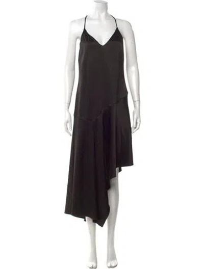 Pre-owned Halston Heritage V-neck Long Dress W/ Tags In Black