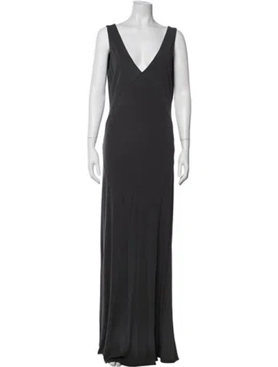 Pre-owned Halston Heritage V-neck Long Dress W/ Tags In Grey