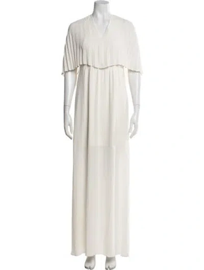 Pre-owned Halston Heritage V-neck Long Dress W/ Tags In Neutral