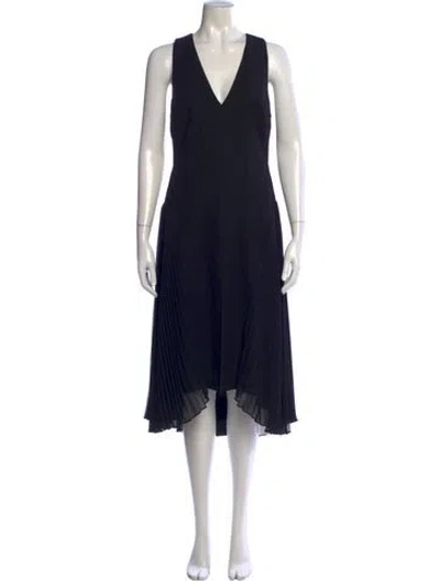 Pre-owned Halston Heritage V-neck Midi Length Dress In Black