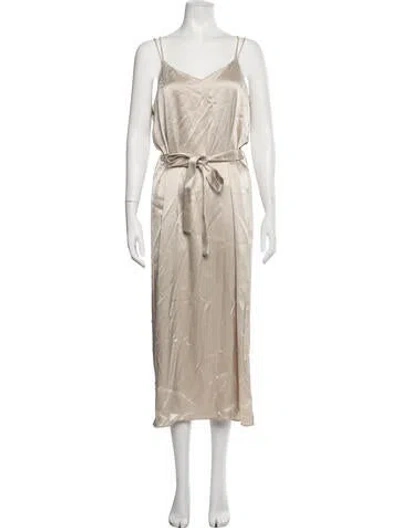 Pre-owned Halston Heritage V-neck Midi Length Dress In Grey