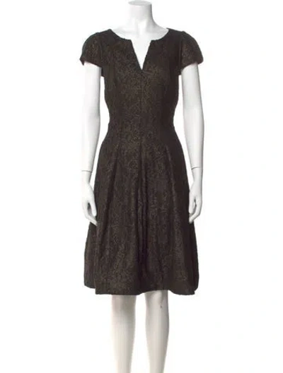 Pre-owned Halston Heritage V-neck Midi Length Dress In Multi