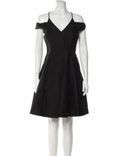 Pre-owned Halston Heritage V-neck Mini Dress In Black